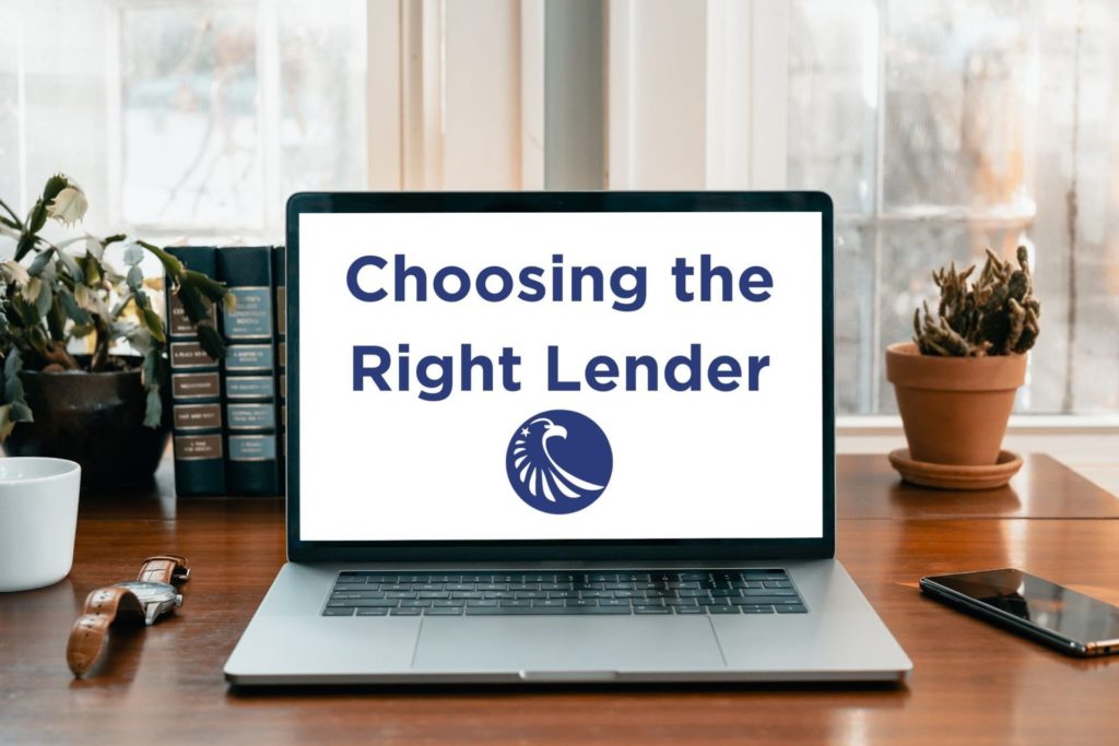 choosing the right lender typed on a laptop